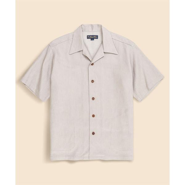 リネン／ウール　オープンカラーシャツ