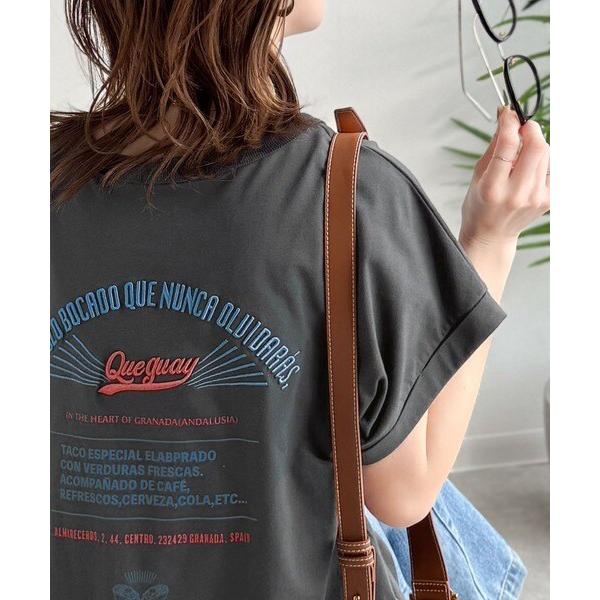 《JaVaジャバコラボ》背中で魅せる。バック刺繍フレンチスリーブTシャツ（半袖）