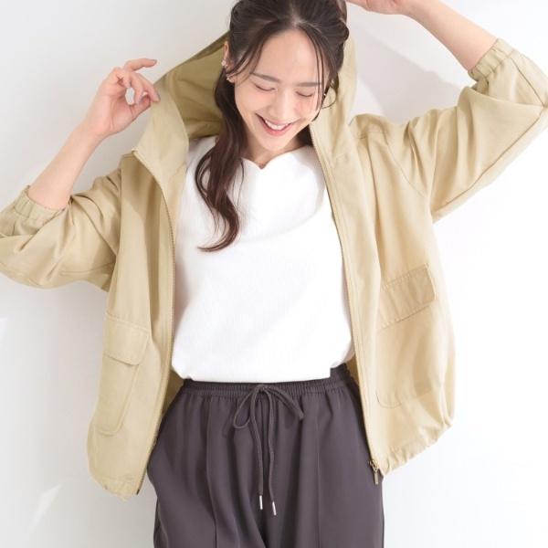 【S-LLUV】季節の変わり目に ゴールドパーツが上品なフード付きブルゾン