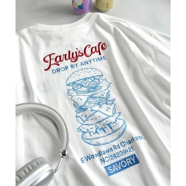 《JaVaジャバコラボ》刺繍＆プリント使いハンバーガーデザインTシャツ（男女兼用）