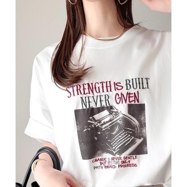 【接触冷感】《JaVaジャバコラボ》タイプライタープリント刺繍ビッグTシャツ（半袖）