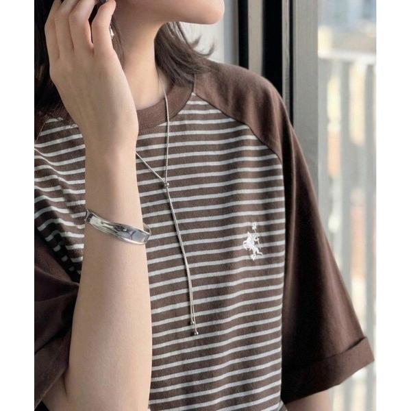《JaVaジャバコラボ》お洒落迷子の救世主。綿100％胸刺繍ラグラン配色ボーダーTシャツ
