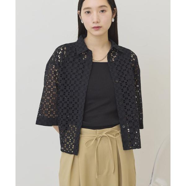 刺繍ショート半袖シャツ