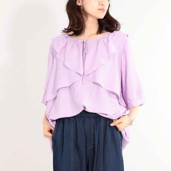 【ＬＬ〜５Ｌ】【WEB限定】リネンライクラッフルフリルブラウス