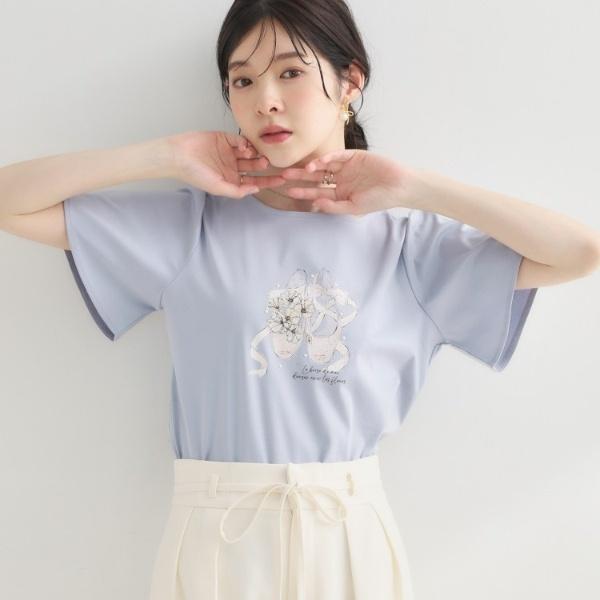 【接触冷感・UVカット・洗える】トゥシューズプリントTシャツ