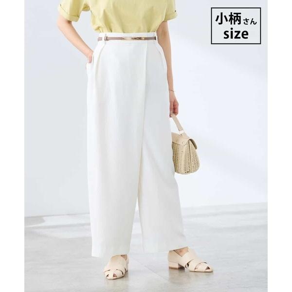 【低身長サイズ/洗える】ラップ風ワイドパンツ