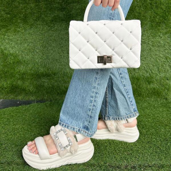 【軽量】厚底エコファーサンダル