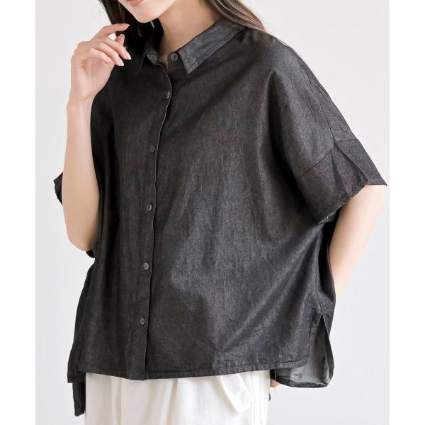 ショート丈デニムワイド半袖シャツ