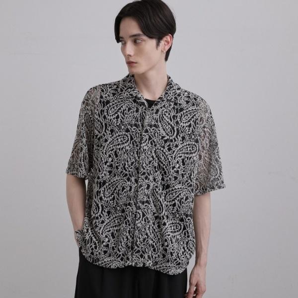【今年大注目！】モールレースペイズリーシャツルーズ通気性夏夏服トレンド