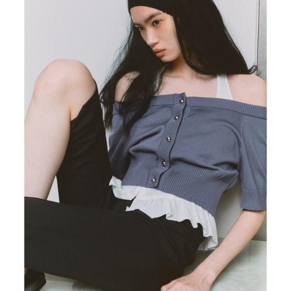 design knit short cardigan