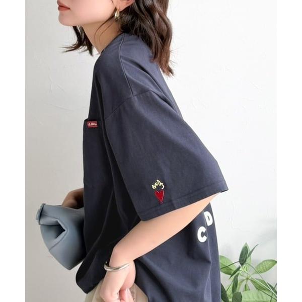 《JaVaジャバコラボ》 裾スピンドル フロッキーバックプリントビッグTシャツ