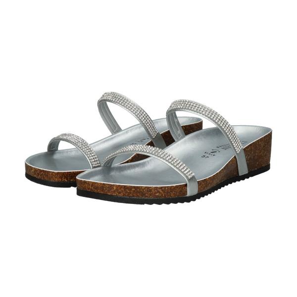 ITALIAN SHOEMAKERS◆4cmヒール◆ラインストーンダブルストラップサンダル