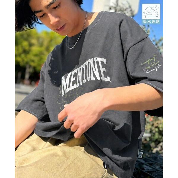 《JaVaジャバコラボ》【吸水速乾機能付き】さらっと夏場も快適なカレッジロゴ 飛び刺繍 ミニ裏毛T