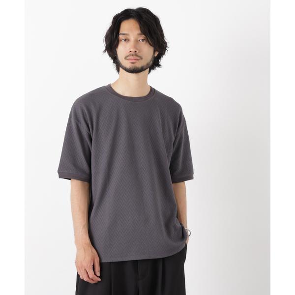 ヘリンボンジャガードTシャツ 半袖