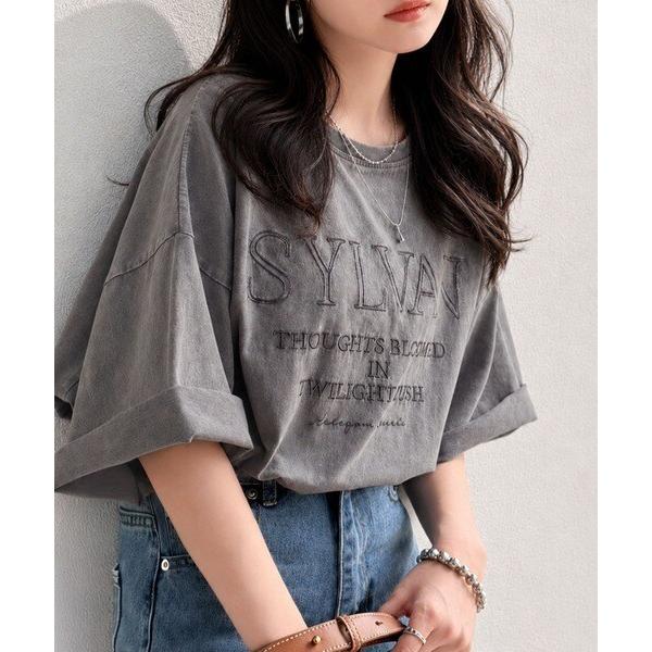 《JaVaジャバコラボ》綿100％前後２WAYアシッド刺繍ユルTEE（半袖）