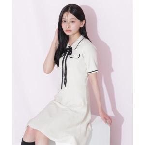 配色ラインニットミニワンピース