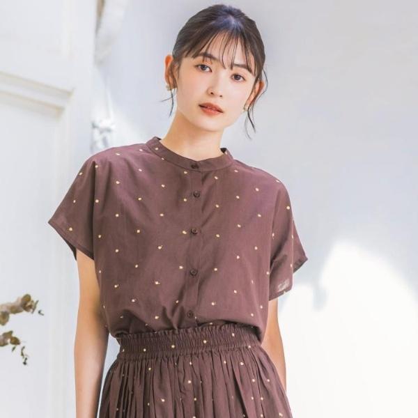 ラメドット刺繍ブラウス