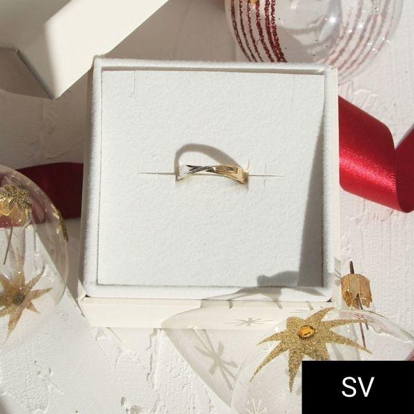 【SV925】リボンクロスリング／ペア／コンビカラー