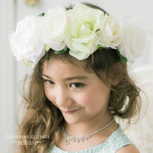 結婚式フラワーガール用大きなバラのフラワーティアラ