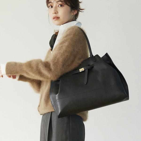 シュリンクレザー ベルトデザインA4トートバッグ