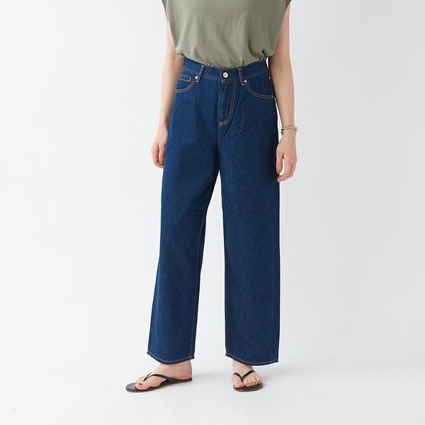 e×qualite STAFF コットンリネンワイドストレートデニム