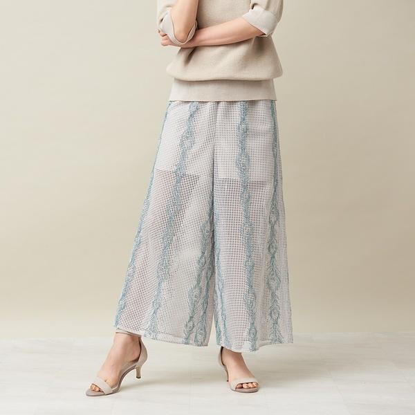 スクエアレースエンブロパンツ