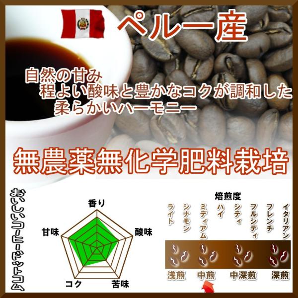 コーヒー豆 ペルー 無農薬 無化学肥料栽培 中煎 ミディアム 中挽 500g ドリップコーヒー 珈琲...