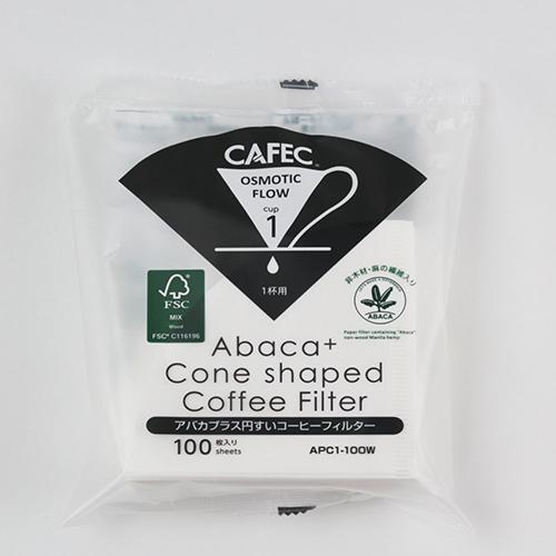 CAFEC アバカプラス円すいコーヒーフィルター 100枚入 APC1-100W White 1杯用
