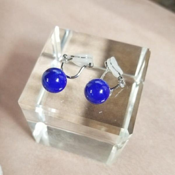 イヤリングラピスラズリ揺れるネイビークリップ神秘日常使いカジュアルシンプル印象的 ギフト プレゼント