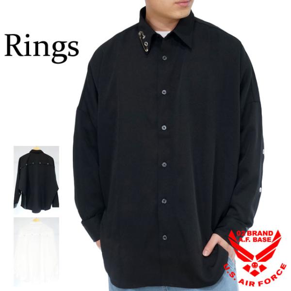 アウトレットセール!!リングス ハトメ オーバーサイズ 長袖 ドレスシャツ メンズ 新作2023年モ...