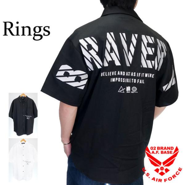 アウトレットセール!!リングス アーチ刺繍 ルーズサイズ 半袖シャツ メンズ 新作2021年モデル ...