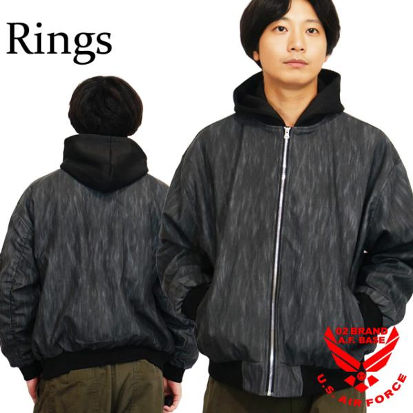 リングス フェイクレイヤード MA-1ジャケット アウター ユニセックス 新作2025-2026年モ...