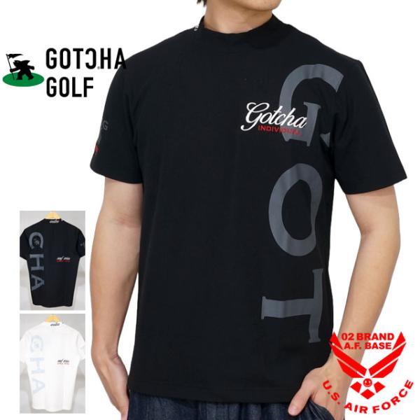 アウトレットセール!!ガッチャゴルフ ロゴ刺繍 ドライワッフル ハイネックTシャツ メンズ 新作20...