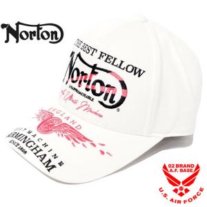 ノートン サクラ柄フライングホイール ロゴ刺繍 ツイル キャップ 帽子 メンズ 新作2024年モデル NORTON 242nn8702｜02brand