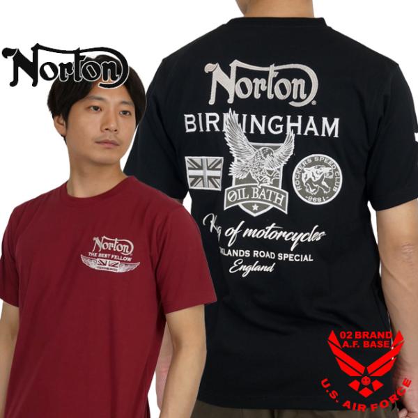 ノートン モノトーン ワッペン 刺繍 ドライ 半袖Tシャツ メンズ 新作2025年モデル NORTO...