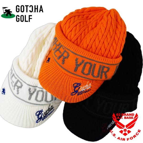 ガッチャゴルフ ロゴ刺繍 つば付き ニットキャップ 帽子 ユニセックス 新作2025-2026年モデ...