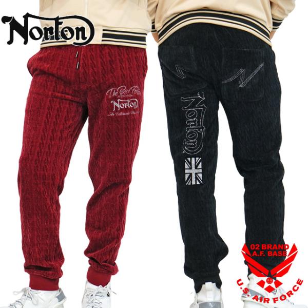 ノートン ロゴメタリック刺繍 ベロア イージーパンツ メンズ 新作2025年モデル NORTON 2...