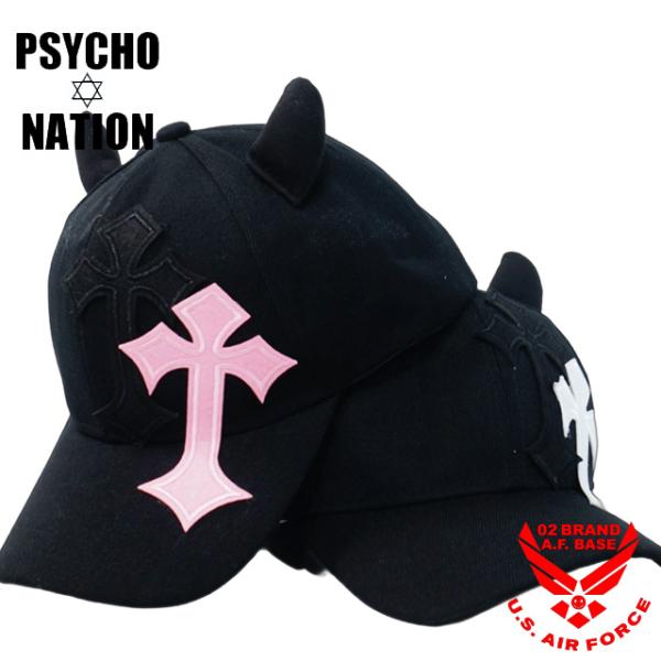サイコネーション ツノ付き クロス ツイルキャップ 帽子 ユニセックス 新作2025-2026年モデ...