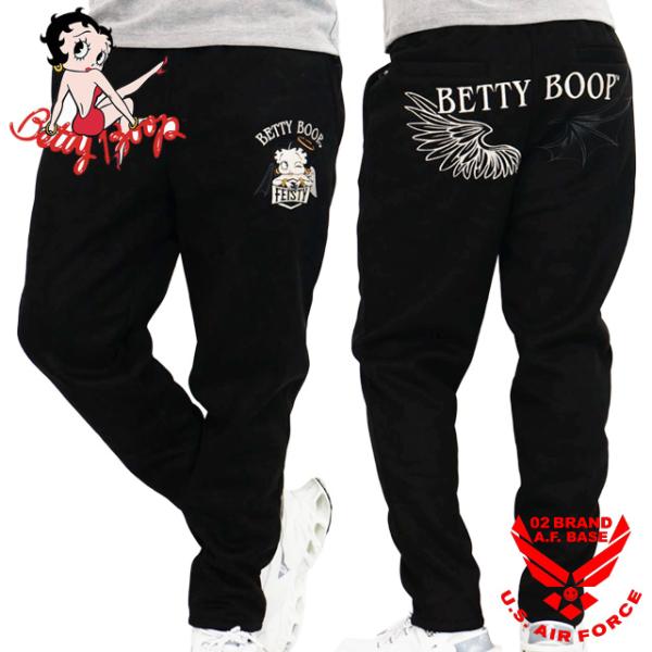 ベティーブープ デビルエンジェル刺繍 ストレッチ 起毛プレーティング パンツ メンズ 新作2025年...