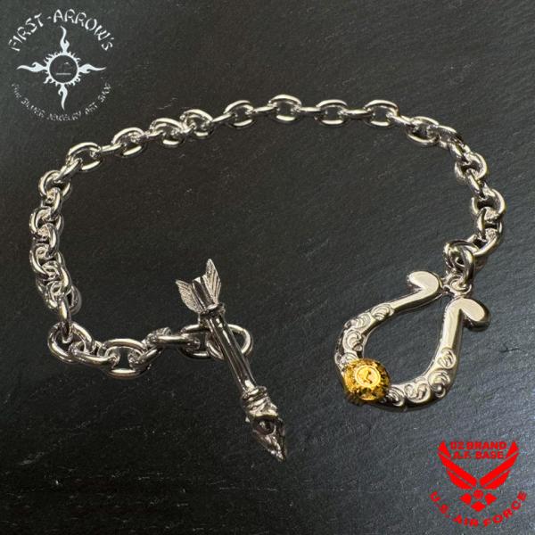 ポイント2倍!!ファーストアローズ K18付 カラ草彫り Horseshoe T-bar チェーンブ...