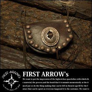ファーストアローズ メディスンバッグ レザー ブラック フリンジ コンチョ FIRST ARROW's（ファーストアローズ） ポイント2倍!! コンチョ(XL) +