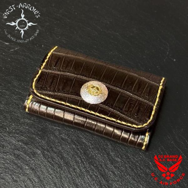 ポイント2倍!!ファーストアローズ K18付 SPコンチョ クロコダイルレザー 名刺 カードケース ...