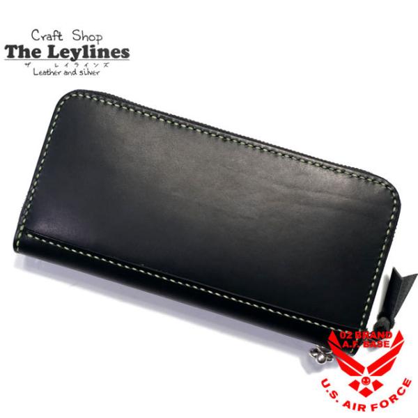 レイラインズ ライムグリーンステッチ 栃木レザー ラウンドウォレット The Leylines ll...