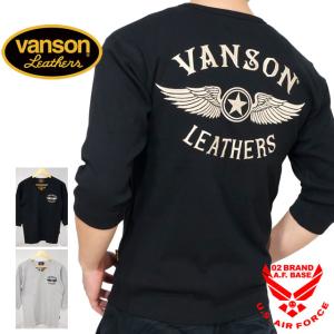 バンソン フライングエンブレム刺繍 テレコ Vネック 6分袖Tシャツ メンズ 新作2024年モデル VANSON nvst-2410｜02brand