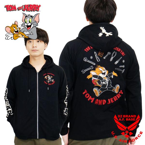 予約商品!! トムとジェリー ロゴ刺繍 天竺 ジップアップパーカー メンズ 新作2026年モデル T...
