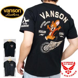 バンソン トムとジェリーコラボ フライングホイール刺繍 半袖Tシャツ メンズ 新作2024年モデル VANSON tjv-2414｜02brand