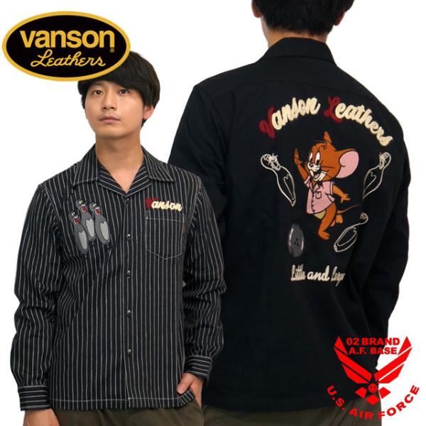 バンソン トムとジェリーコラボ ボーラージェリー刺繍 ツイル 長袖シャツ メンズ 新作2025年モデ...