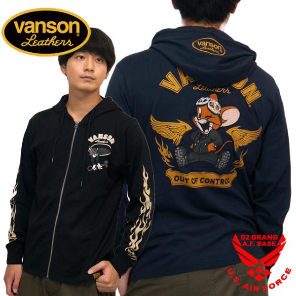 バンソン トムとジェリーコラボ フライングジェリー刺繍 スウェットパーカー メンズ 新作2025年モ...