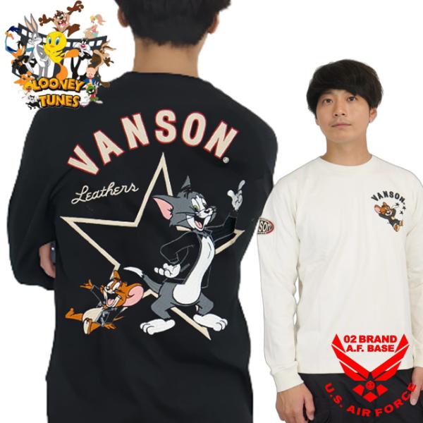 バンソン トムとジェリーコラボ トムジェリスター刺繍 長袖Tシャツ ロンTee メンズ 新作2025...