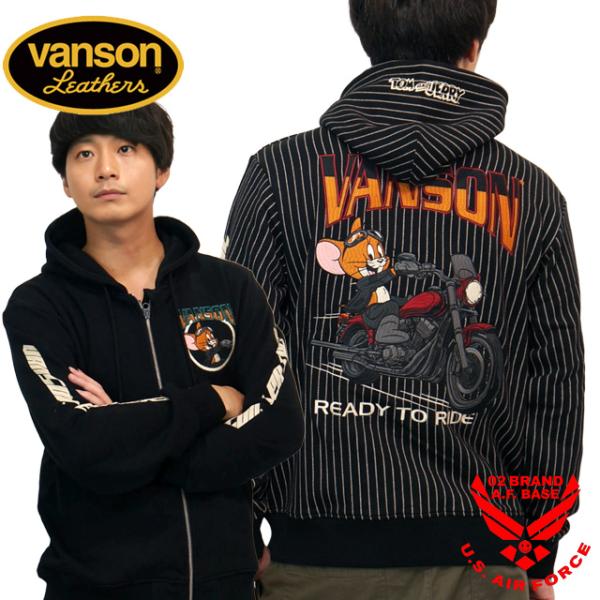 バンソン トムとジェリーコラボ バイカーズジェリー刺繍 スウェットパーカー メンズ 新作2025年モ...